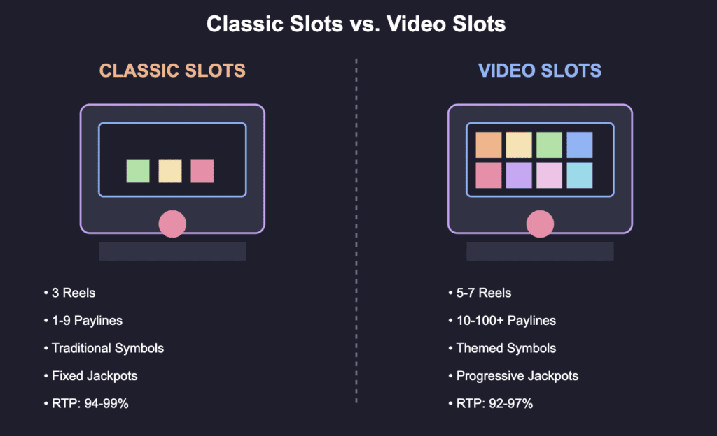 Classic Slots vs. Video Slots Comparison